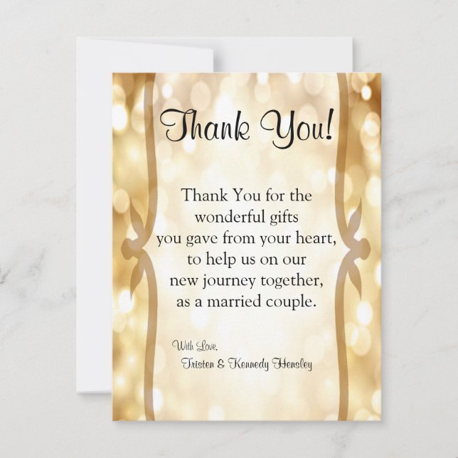 4x5 FLAT Thank You Card Glitz Gold Sparkles (Front)
