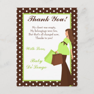 4x5 FLAT Thank you Card Green Mod Mom Polka Dots