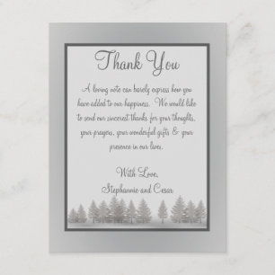 4x5 FLAT Thank You Card Grey Winter Trees Snow
