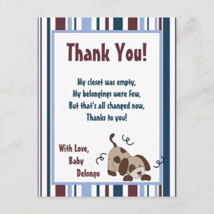 4x5 FLAT Thank You Card Lil League Puppy Dog