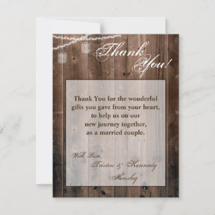 4x5 FLAT Thank You Card Mason Jar String Lights