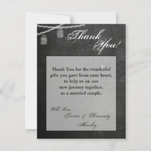 4x5 FLAT Thank You Card Mason Jar String Lights