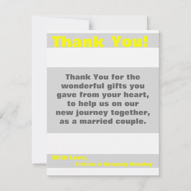 4x5 FLAT Thank You Card Modern Neon Stripe Yellow (Front)