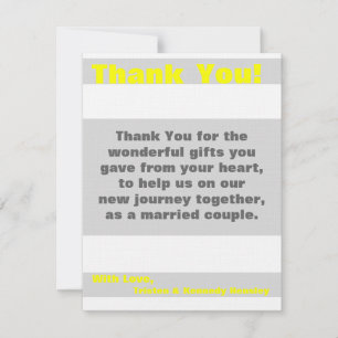 4x5 FLAT Thank You Card Modern Neon Stripe Yellow