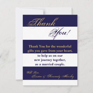 4x5 FLAT Thank You Card Modern Stripe Navy White