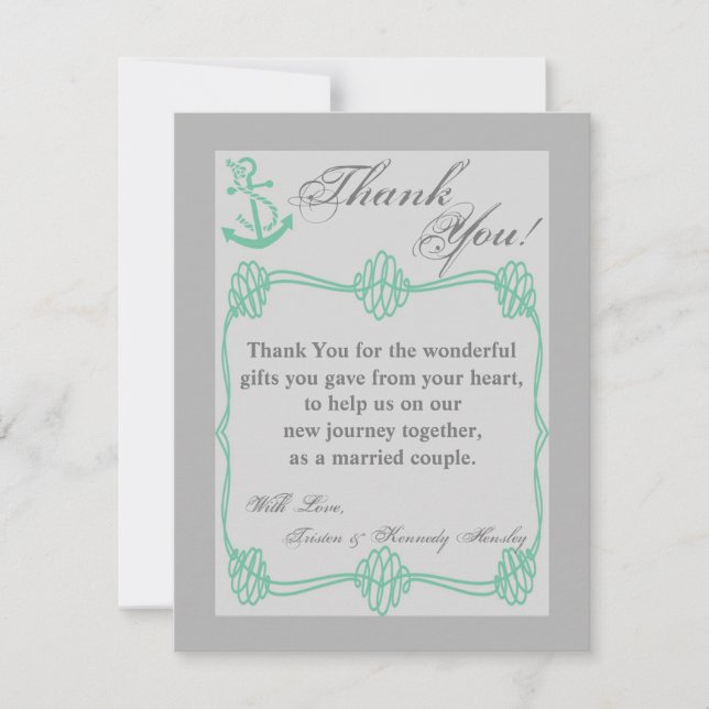 4x5 FLAT Thank You Card Nautical Knot Anchor Tiff (Front)