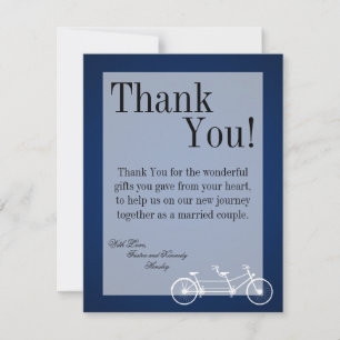 4x5 FLAT Thank You Card Navy Blue Double Bike