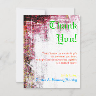 4x5 FLAT Thank You Card Neon Grunge Scratch Colour