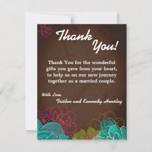4x5 FLAT Thank You Card Neon Spring Floral Flower