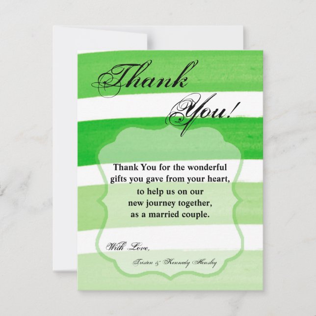 4x5 FLAT Thank You Card Ombre Stripe Green Line (Front)