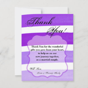 4x5 FLAT Thank You Card Ombre Stripe Purple Line