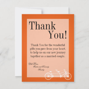 4x5 FLAT Thank You Card Orange Double Bike