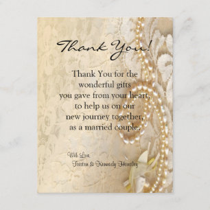 4x5 FLAT Thank You Card Pearl & Lace