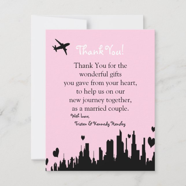 4x5 FLAT Thank You Card Pink City Line (Front)