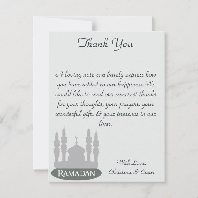 4x5 FLAT Thank You Card Soft Blue Islamic Ramadan (Front)