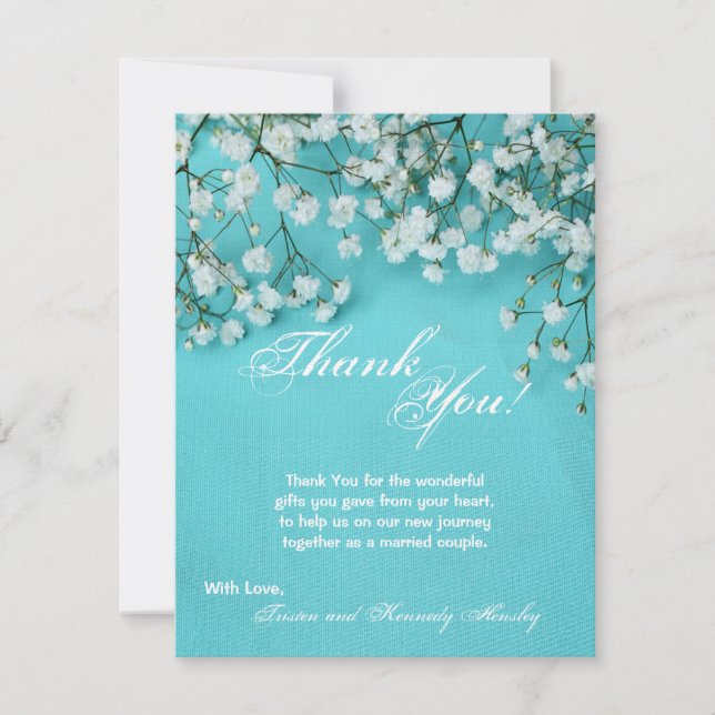 4x5 FLAT Thank You Card Spring Babys Breath Flower (Front)