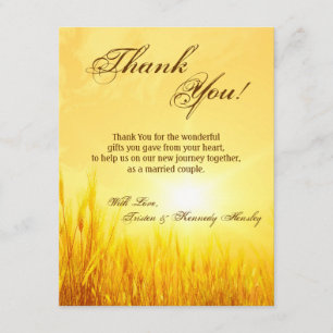 4x5 FLAT Thank You Card Sunrise Wheat Country Rust