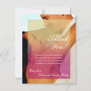4x5 FLAT Thank You Card Sunset Fade Pink Tan Photo