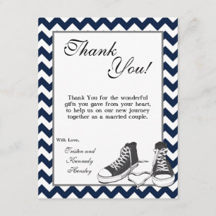4x5 FLAT Thank You Card Teenage Sneakers Chevron