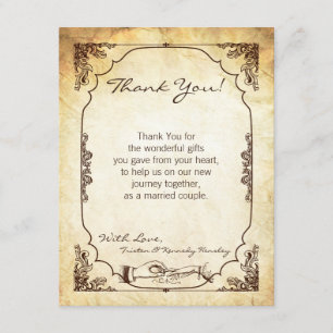 4x5 FLAT Thank You Card Vintage Ceremony Ring Exch