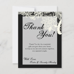4x5 FLAT Thank You Card Vintage Victorian Lace Bla