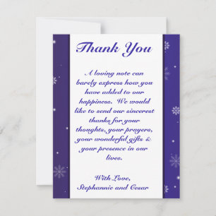 4x5 FLAT Thank You Card White Snow Flakes
