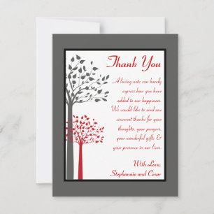 4x5 FLAT Thank You Card Winter Grey/Red Tree