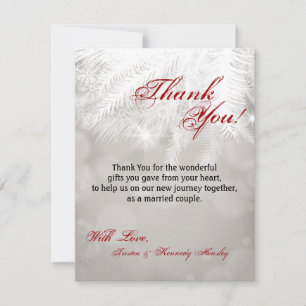 4x5 FLAT Thank You Card Winter White Pine Tree Nee