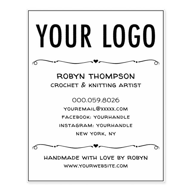 4x5 Personalized Handmade with Love Rubber Stamp (Imprint)