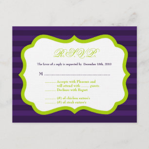 4x5 R.S.V.P. Reply Card Lime Green & Purple Stripe