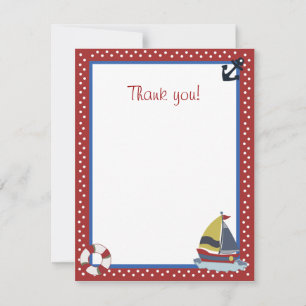 4x5 Sailing Away Sailboat Red Matte Flat Thank you Card