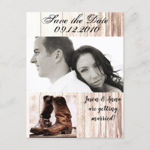 4x5 Save the Date Card Boots Country Rustic Wester