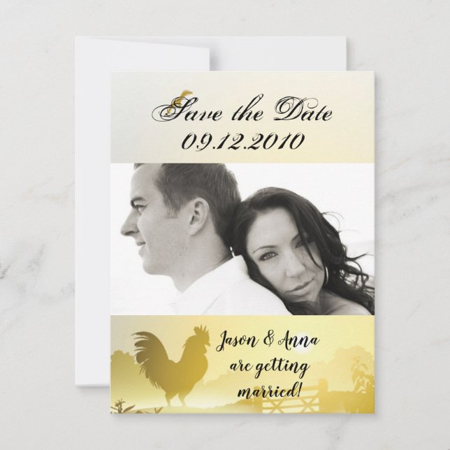 4x5 Save the Date Card Sunny Morning Farm Country (Front)