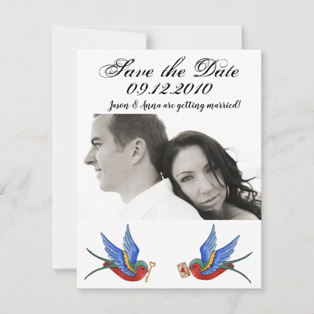 4x5 Save the Date Card Traditional Bird Tattoo Spa (Front)
