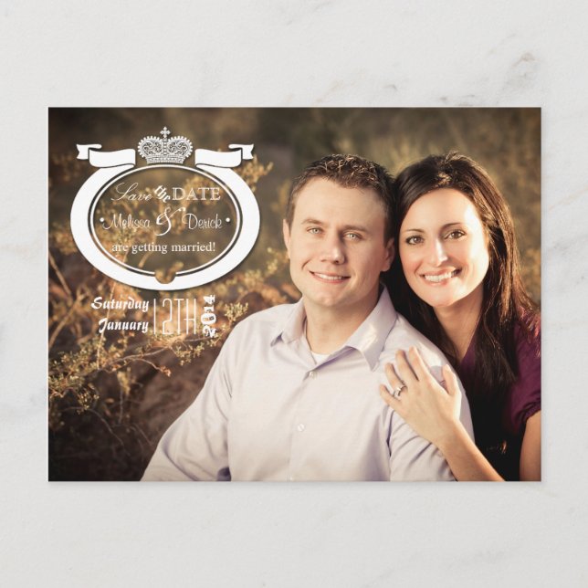 4x5 Typography Save the Date Photo Announcement Postcard (Front)