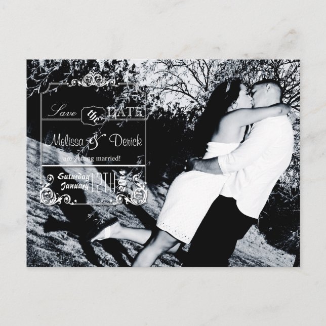 4x5 Typography Save the Date Photo Announcement Postcard (Front)