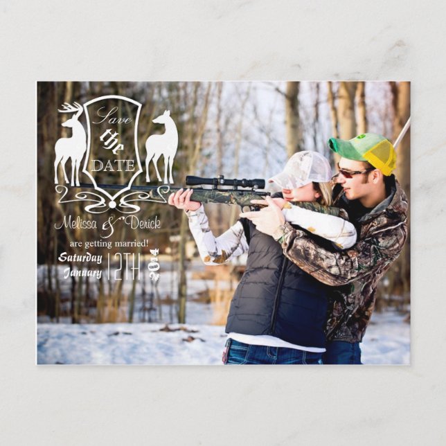 4x5 Typography Save the Date Photo Announcement Postcard (Front)