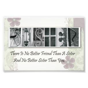 4x6 Alphabet Photo Letter Sister Frameable Print