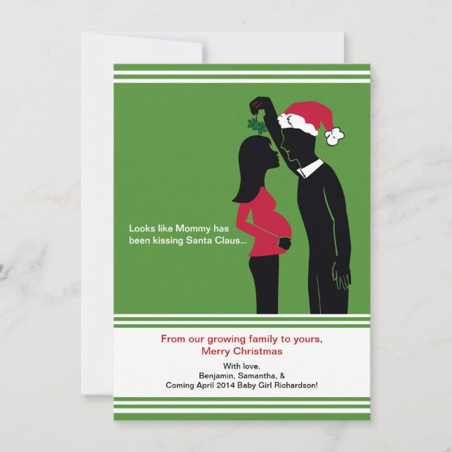 4x6 Cartes de voeux pour la grossesse de Noël - Ma (Devant)