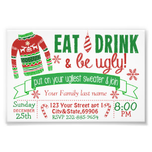 4x6 Christmas Party invitation card ugly sweater Photo Print