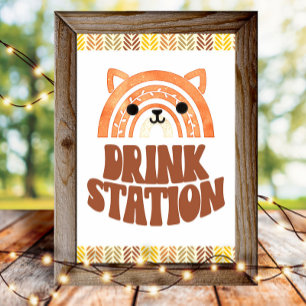 4x6 Drink Station Boho Woodland Fox Birthday Poster