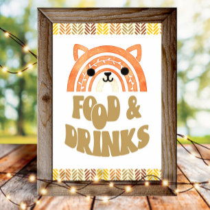 4x6 Food & Drinks Boho Woodland Fox Birthday Poster