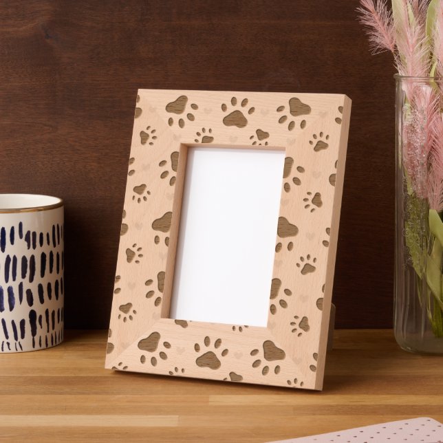4x6 Fun Paw Prints for Pet Lovers Etched Frames (Left)