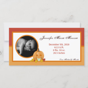 4x8 Automne Automne Citrouille Faire-part de naiss