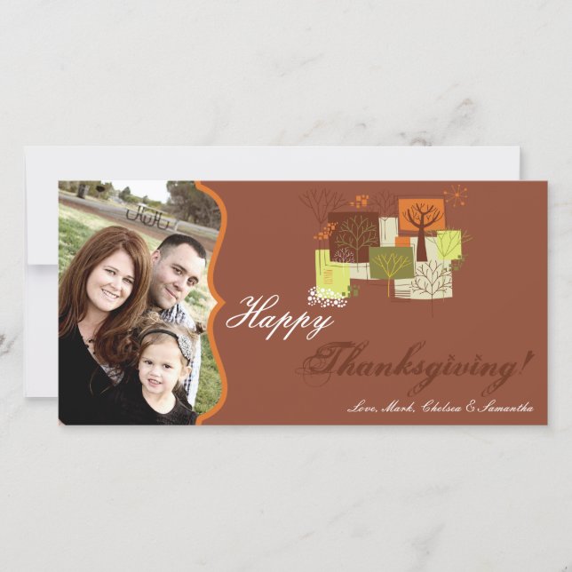 4x8 Autumn Tree Foliage PHOTO Thanksgiving Card (Front)