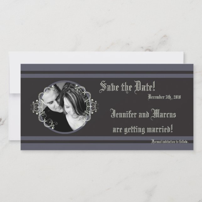 4x8 Black Tie Affair Engagement Announcement (Front)