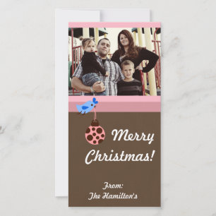 4x8 Blue Bird / Christmas Ornaments PHOTO Card