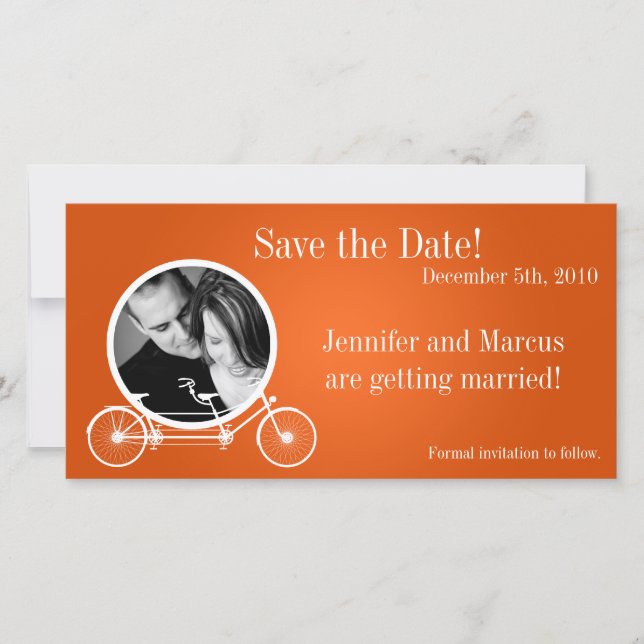 4x8 Engagement Announcement Orange Double Bike (Front)