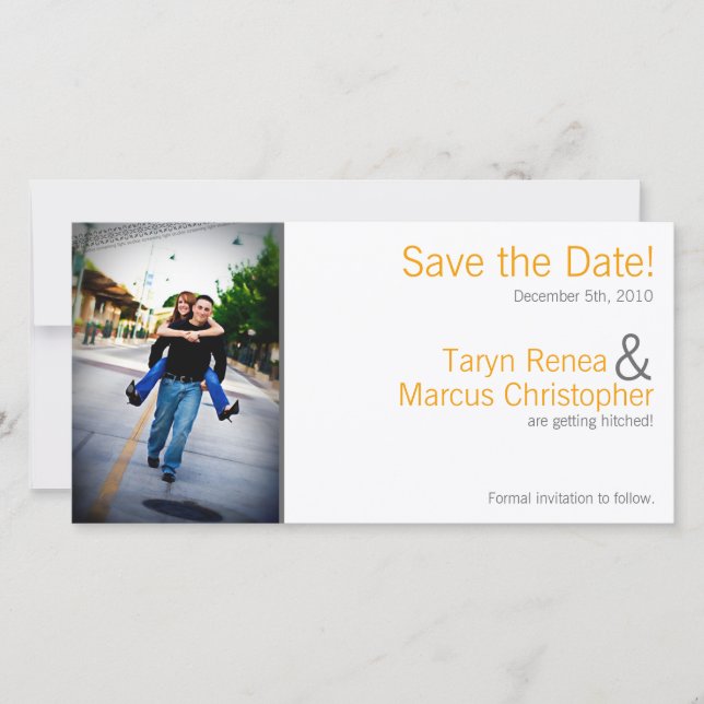 4x8 Engagement Announcement Yellow Grey Chevron (Front)