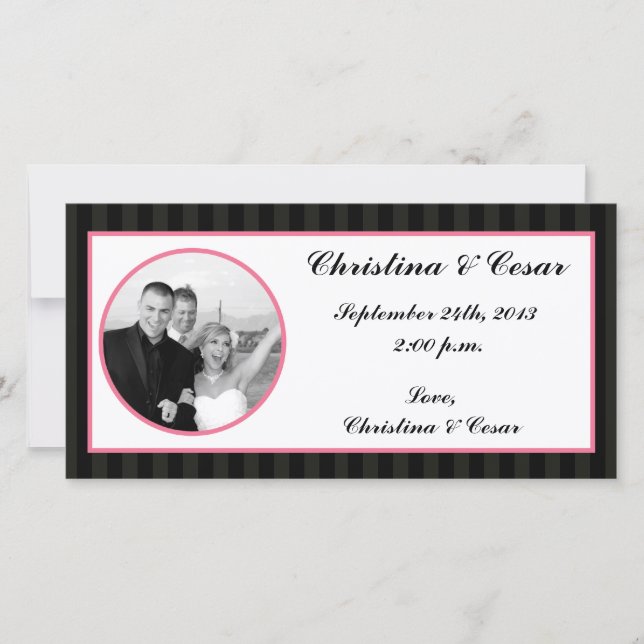 4x8 Engagement Photo Announcement Damask/Stripes (Front)